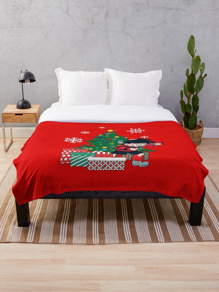 Dennis The Menace Around The Christmas Tree Throw Blanket By