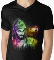 Robinson Crusoe Urban Grunge Painting Rainbow Spectrum V-Neck T-Shirt