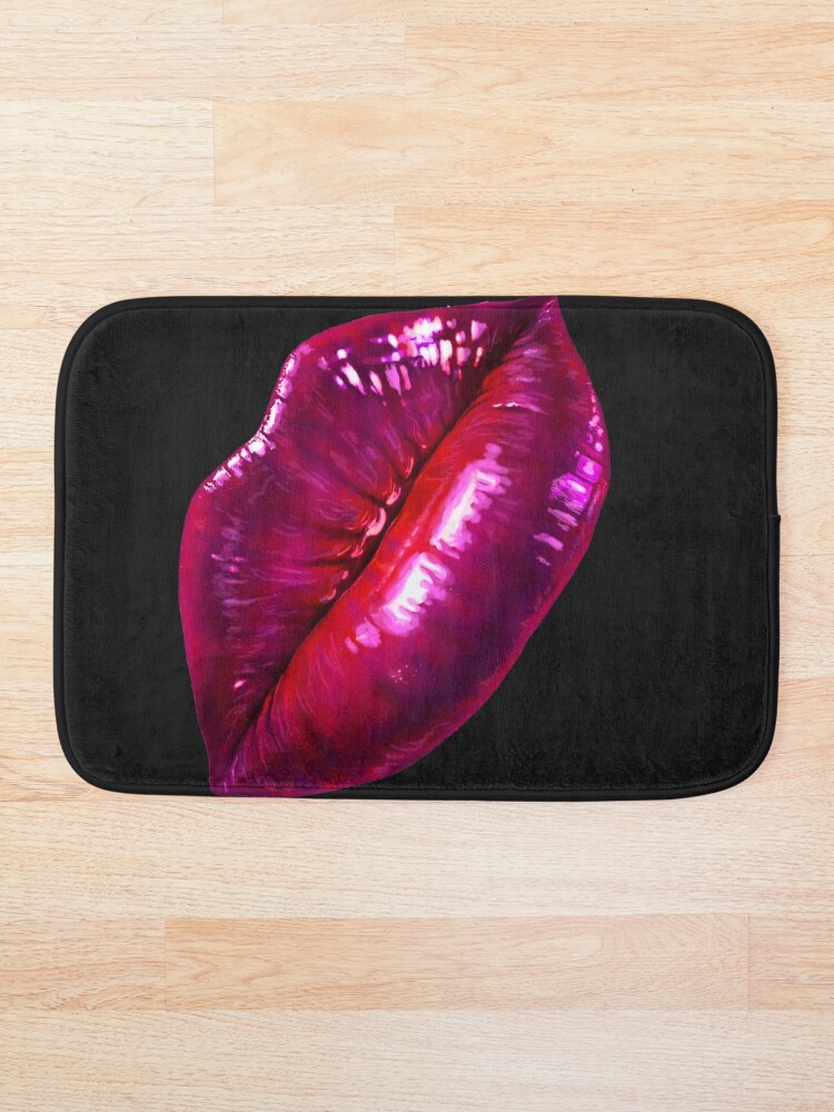 "Diagonal Lips" Bath Mat by Wellerwear Redbubble
