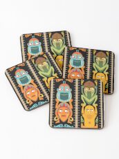 Tropical Hawaiian Polynesian Tiki Totems Coasters