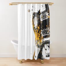 Guitar music art gold and black #guitar #music Shower Curtain