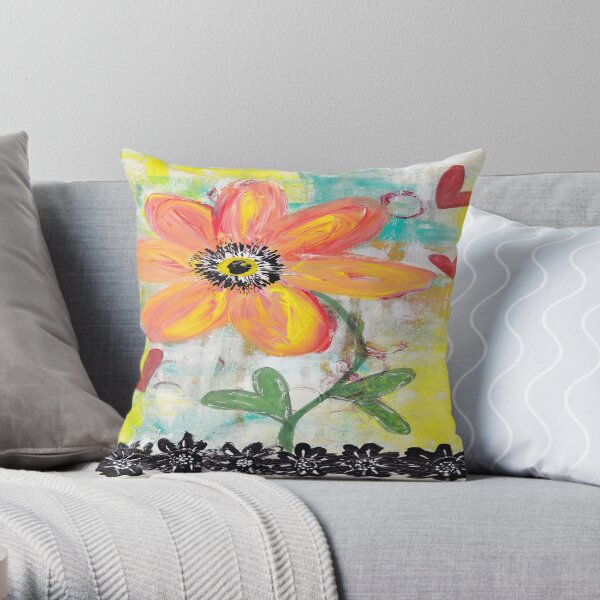 ORANGE FLOWER Throw Pillow