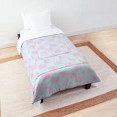 Pastel Pink and Blue Checker Comforter