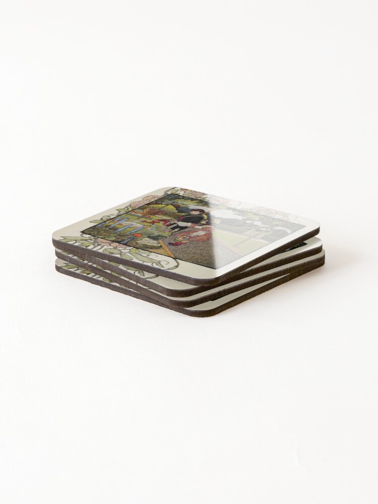 Alternate view of Vintage Art from ”A little garden calendar for boys and girls” book Coasters (Set of 4)
