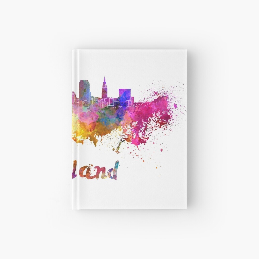 Cleveland skyline in watercolor Hardcover Journal