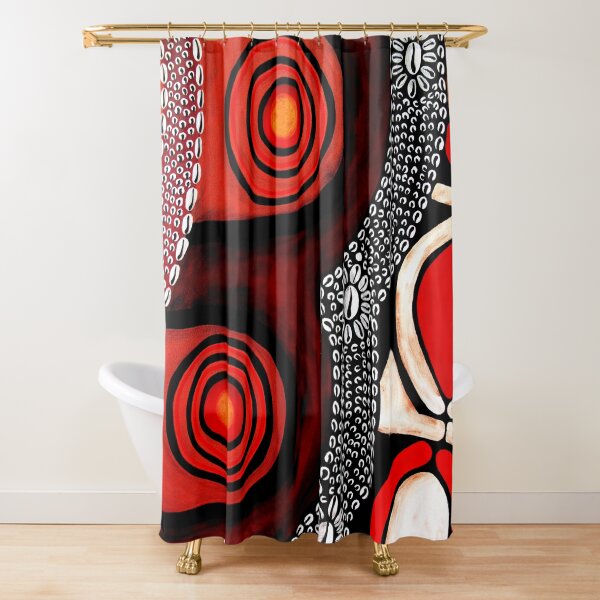 #396B - NATHALIE LE RICHE - ART and GIFTS - TRIBAL SHIELD ABSTRACT PNG - Segments Of Life II Shower Curtain