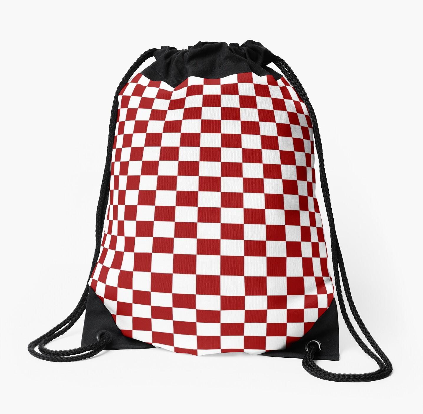 red and white checkered backpack