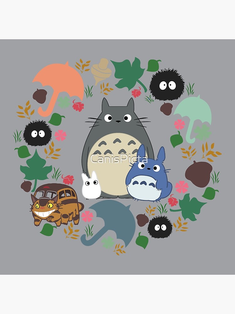 Mein Nachbar Totoro Kranz - Anime, Catbus, Ruß Sprite, Blau Totoro, Weiß Totoro, Senf, Ocker, Regenschirm, Manga, Hayao Miyazaki, Studio Ghibl von CanisPicta