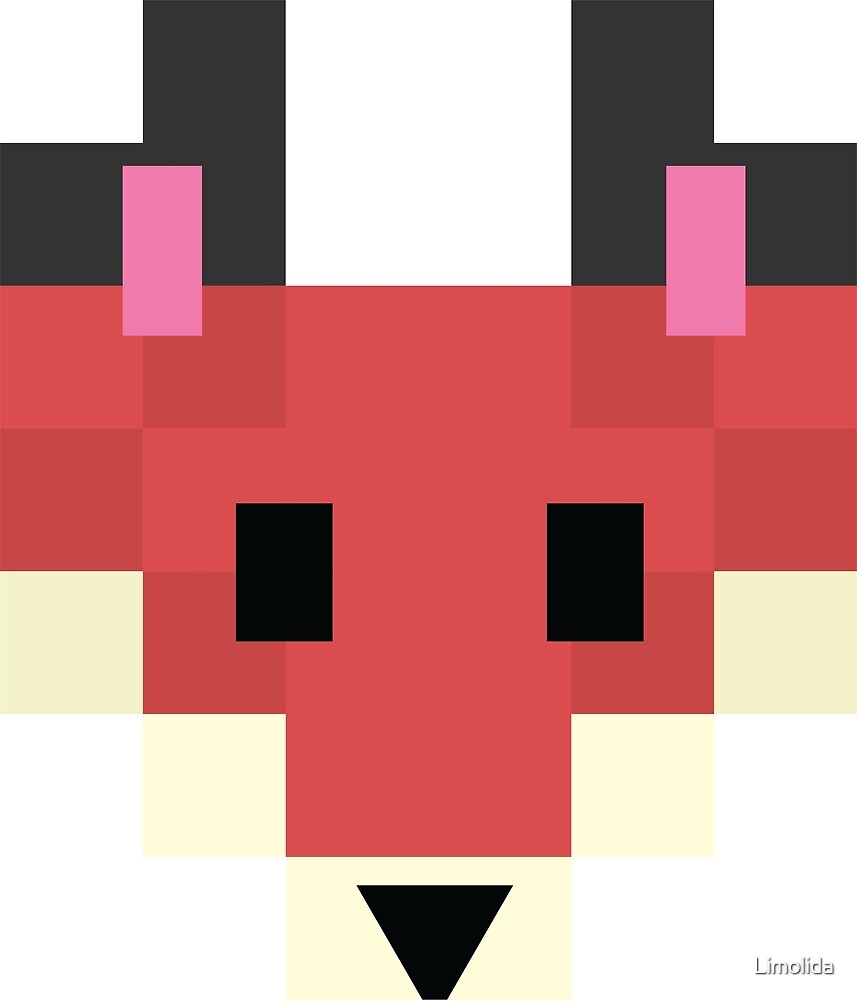 Cute 8 Bit Forest Fox Vector Illustration Woodland Canine Head Shot Pixel Art By Limolida Redbubble