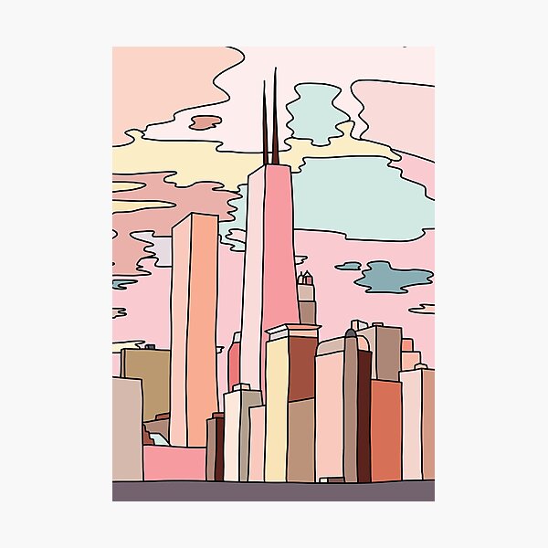 Chicago sunset by Sasa Elebea Photographic Print