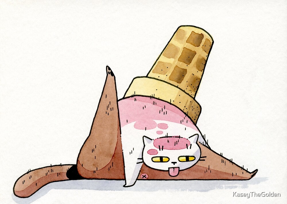 "Melting Ice Cream Cat" by KaseyTheGolden Redbubble
