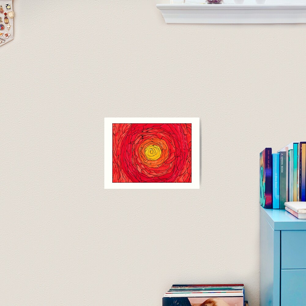 Abstract Sun Watercolor and Pen Art Print