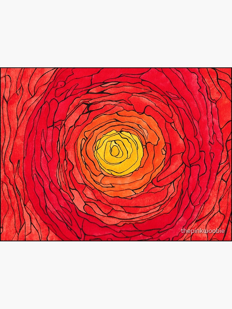 Abstract Sun Watercolor and Pen by thepinkwoobie