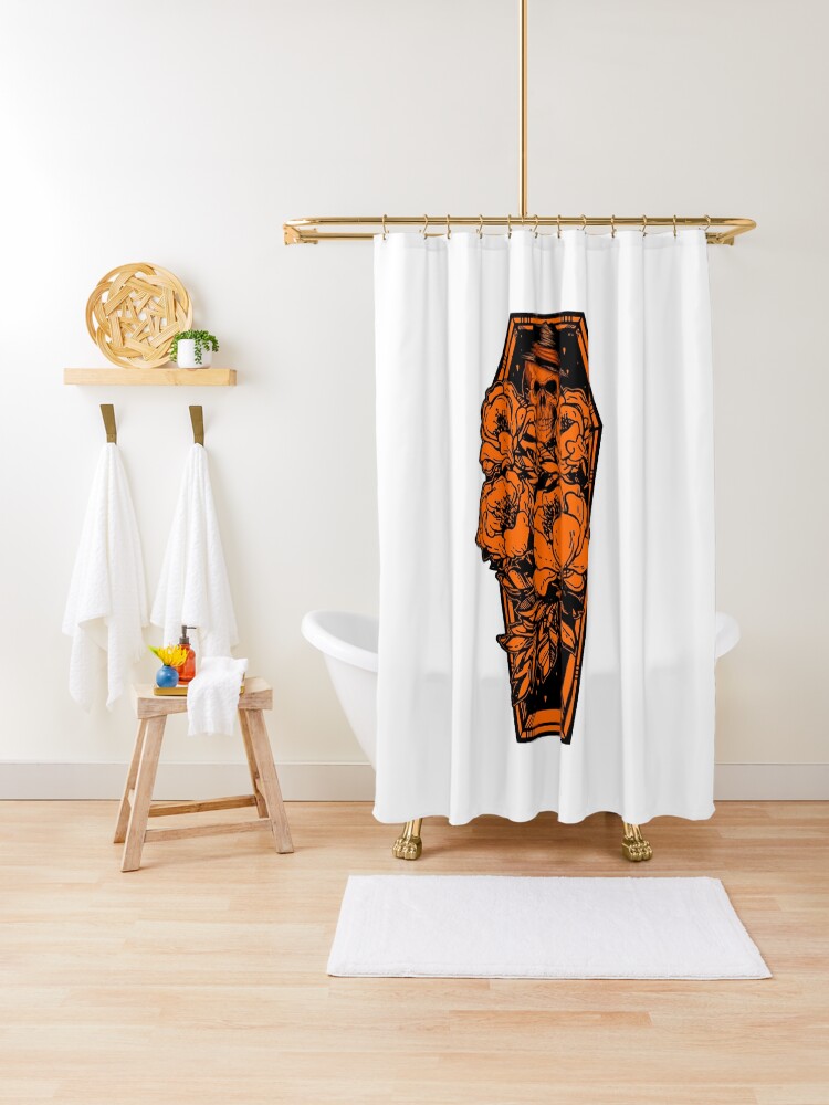 Skeleton Coffin Halloween Costume Shower Curtain By Brvart