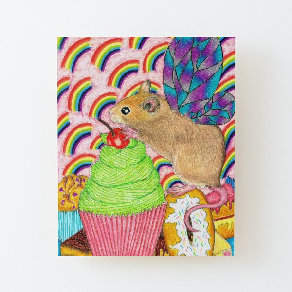 Cupcake fairy Mouse Wood Mounted Print
