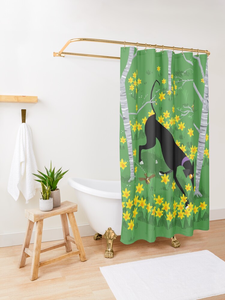 Alternate view of Daffodil Hound Shower Curtain