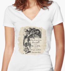 Alice In Wonderland Quote - How Do You Know I'm Mad Fitted V-Neck T-Shirt