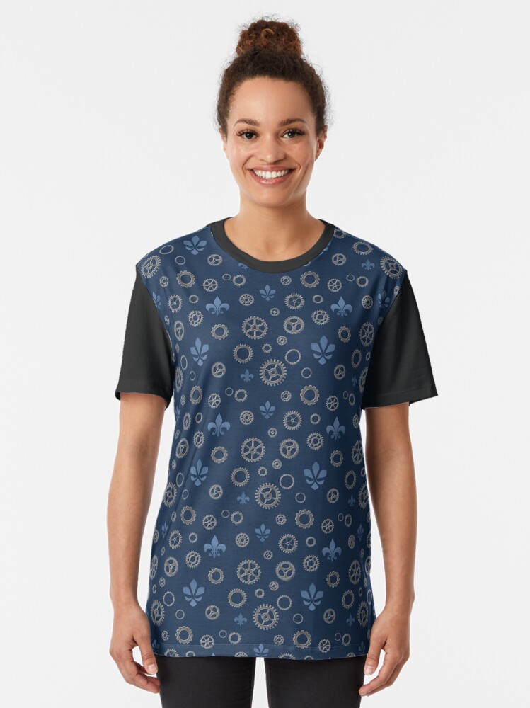 Alternate view of Flur de Cog - Iron and Blue Graphic T-Shirt