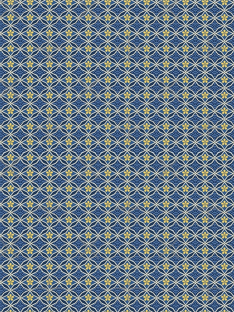 Asian Traditional Inspired in Blue and Gold by Sarinilli