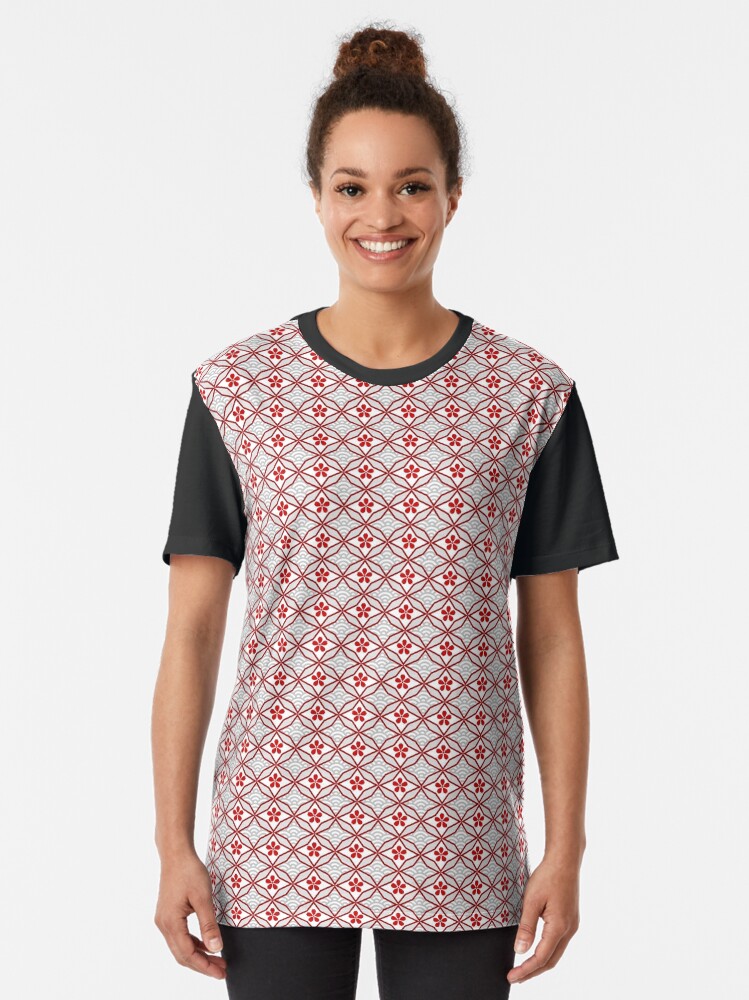 Alternate view of Asian Traditional Inspired in White and Red Graphic T-Shirt