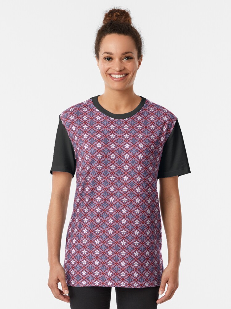 Alternate view of Asian Traditional Inspired in Violet Red and Pink Graphic T-Shirt