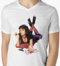 Uma Thurman Pulp Fiction Trasparent Png V-Neck T-Shirt