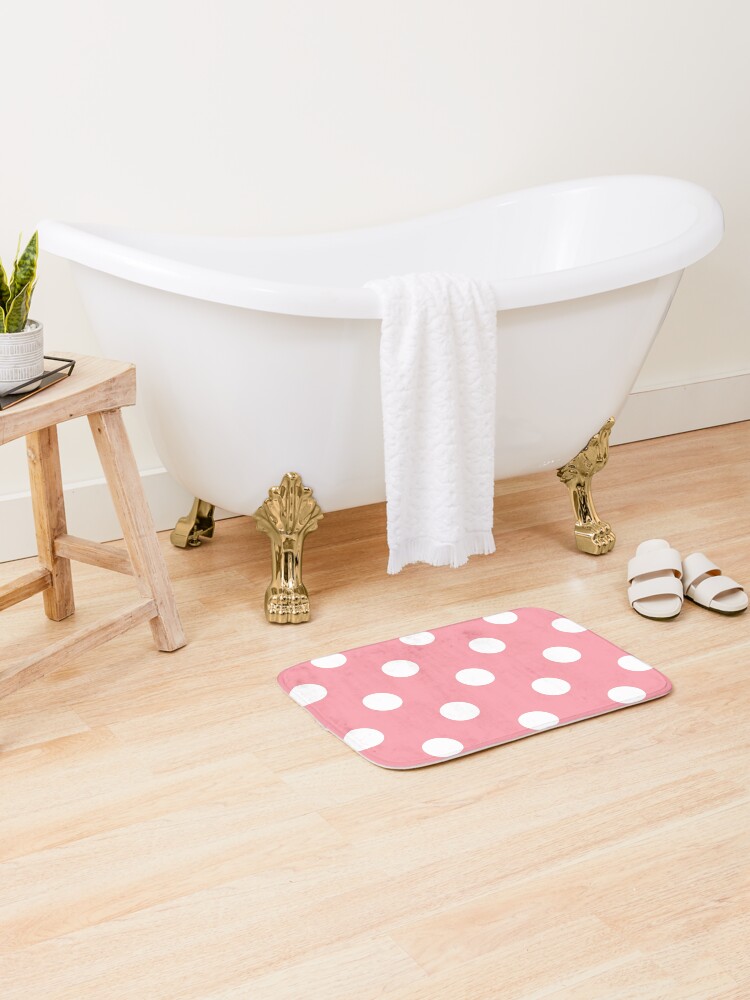 Pale Pink Polka Dots Pretty Cute Girls Pattern Bath Mat By