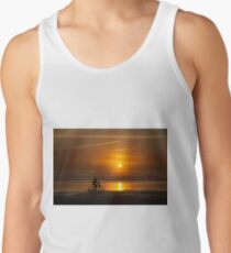 Silhouette of a cyclist along Cannon Beach Oregon Tank Top