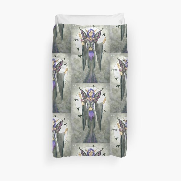 Purple and Black Winged Fairy Duvet Cover