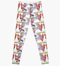 Colourful Cockerels Fighting Leggings