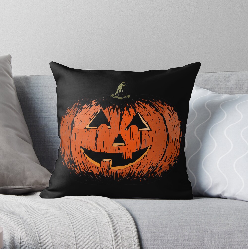 Vintage Happy Halloween Pumpkin Throw Pillow