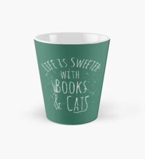 life is sweeter with books & cats #white Tall Mug