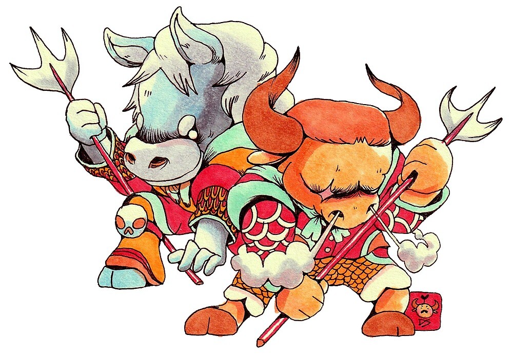 “Ox Head + Horse Face Underworld Guardians " by Dalton Stark | Redbubble