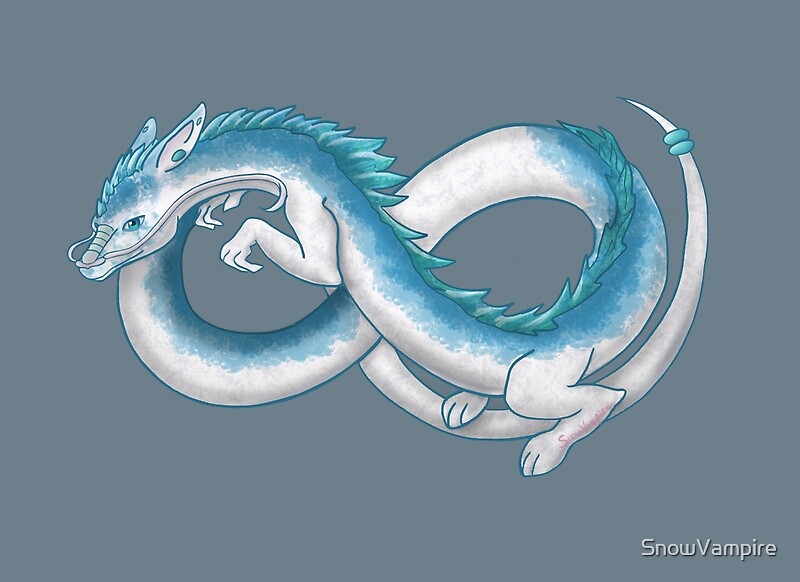 "Eternal Eastern Blue and White Dragon " by SnowVampire Redbubble