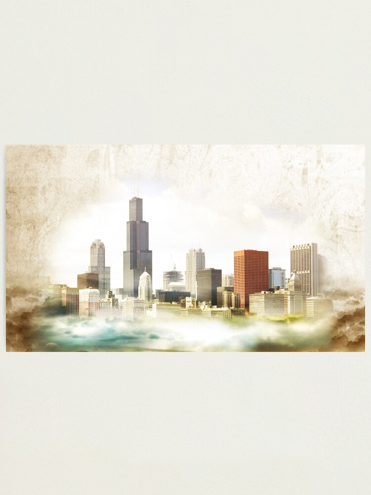 Alternate view of Chicago Watercolor Vintage Look Photographic Print