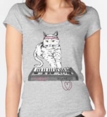 Camiseta entallada de cuello redondo Synth Cat - Moggie