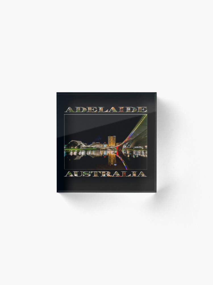 Alternate view of Adelaide Riverbank at Night (poster on black) Acrylic Block