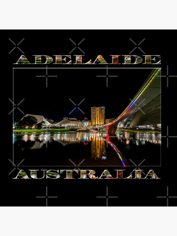 Adelaide Riverbank at Night (poster on black) by RayW