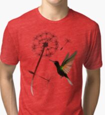 Dandelion and Little Green Hummingbird Tri-blend T-Shirt
