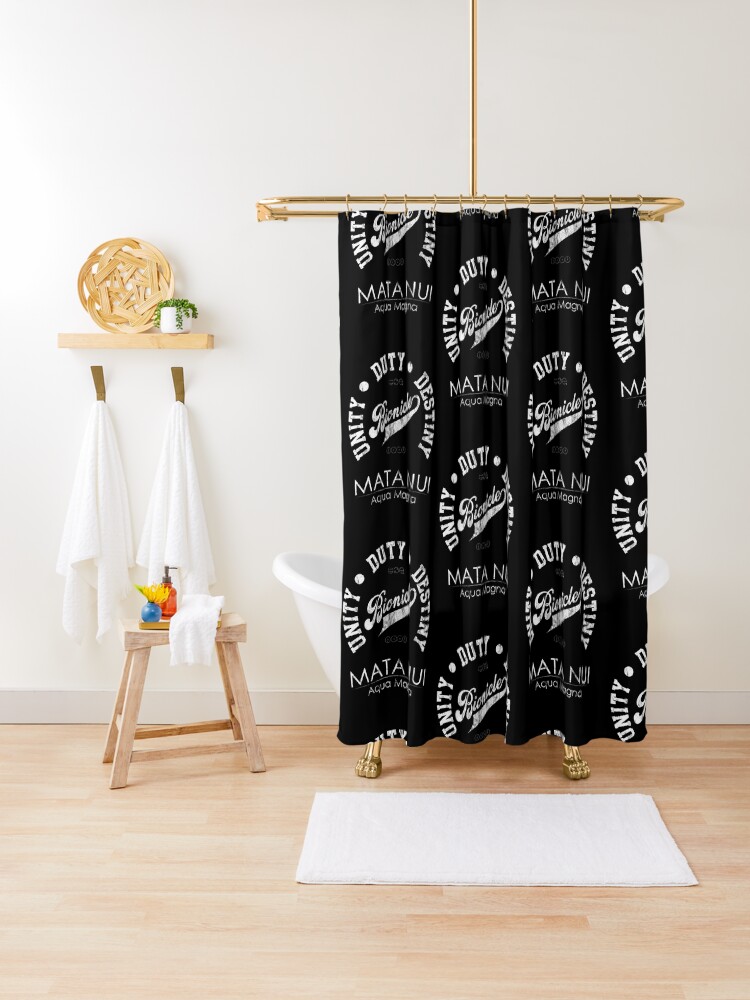 Vintage Bionicle University Style Shower Curtain By Drumasaurs
