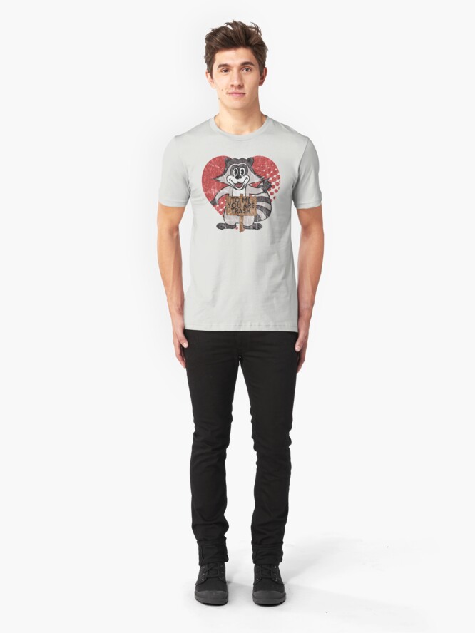 Alternate view of Trash Panda Raccoon To Me You Are Trash Fun Sarcastic Love Heart Racoon Slim Fit T-Shirt