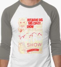 Dr. Jekyl and His Weird Show, Featuring Frankenstein Horror Vintage Men's Baseball ¾ T-Shirt