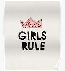 Girls rule, Abstract, Mid century modern kids wall art, Nursery room Poster