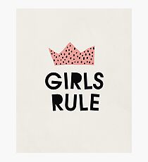 Girls rule, Abstract, Mid century modern kids wall art, Nursery room Photographic Print