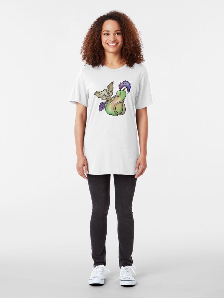 Alternate view of Yummy! - Fantasy Critter with Pear Slim Fit T-Shirt