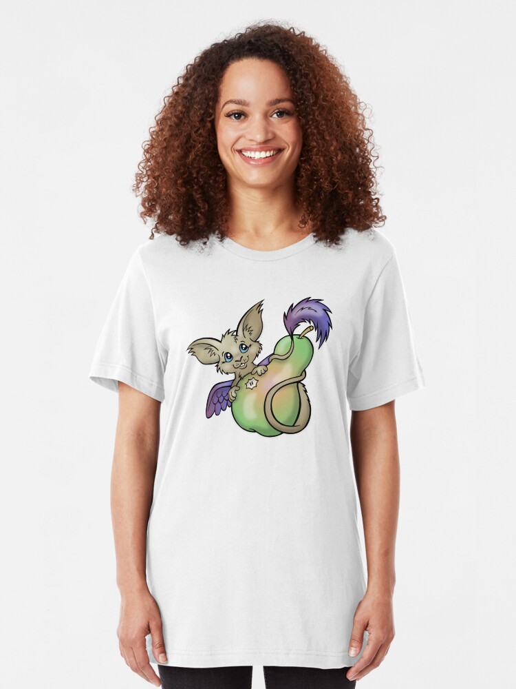 Alternate view of Yummy! - Fantasy Critter with Pear Slim Fit T-Shirt