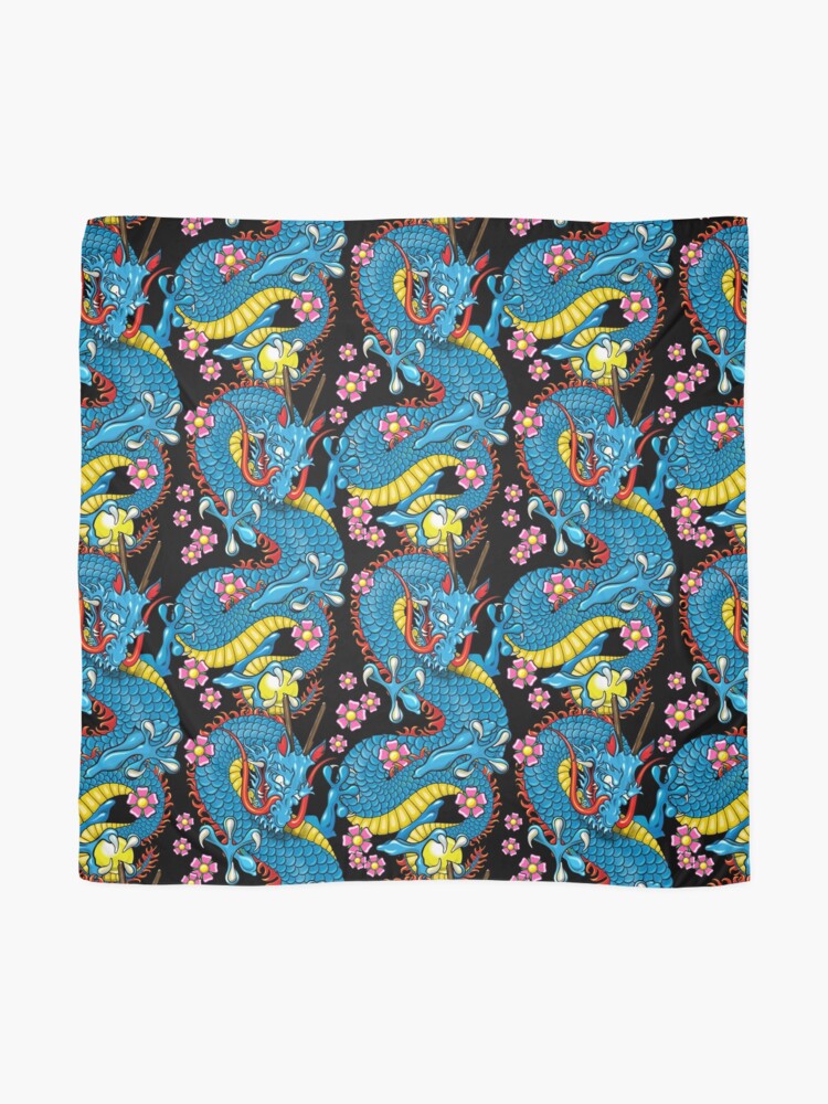 Blue Tattoo Inspired Dragon Tattoo Pattern By Moose Disco Scarf