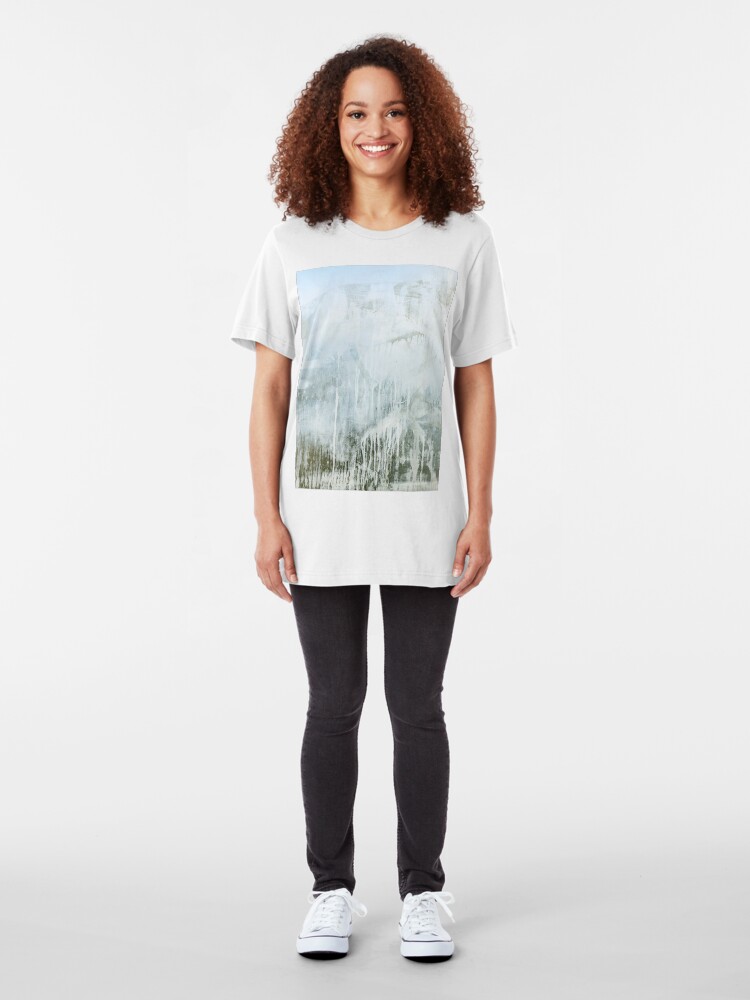 Alternate view of Dirty window glass close up at street Slim Fit T-Shirt