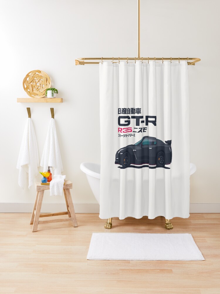 R35 Gt R Godzilla Horz Black Shower Curtain By Ivankrpan