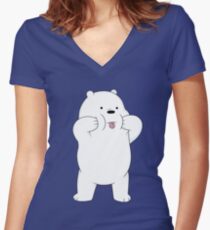 We Bare Bears - Ice Bear Fitted V-Neck T-Shirt